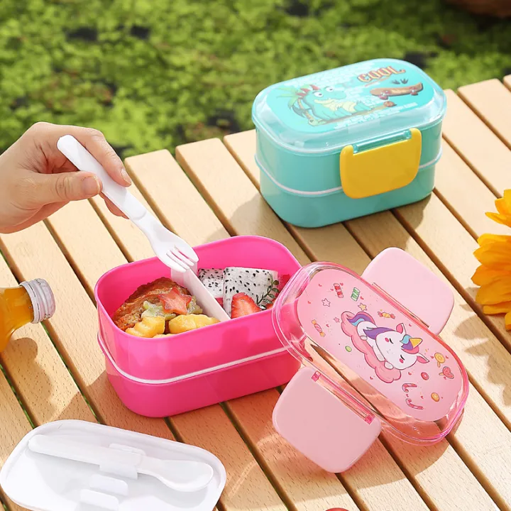 ظرف غذا و لانچ باکس پلاستیکی دو طبقه 520 میلی لیتر